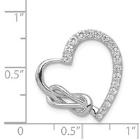 Sterling Silver Rhodium-plated CZ Heart Chain Slide view 3