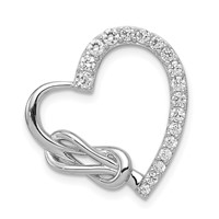 Sterling Silver Rhodium-plated CZ Heart Chain Slide view 1