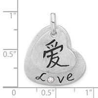 Sterling Silver & Black Enamel Satin CZ Love Hearts Pendant view 3