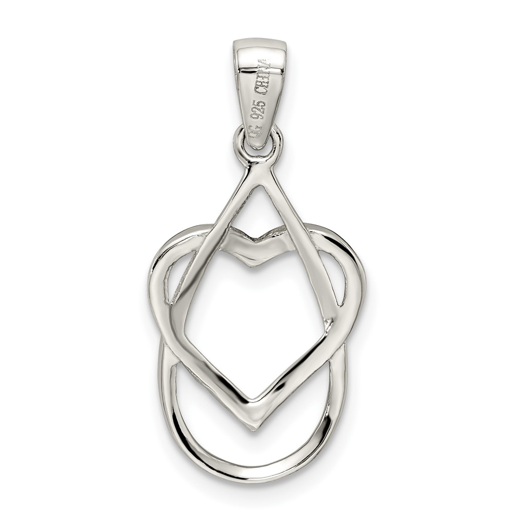Sterling Silver Rhodium-plated Polished CZ Heart Pendant (QP4454)
