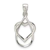 Sterling Silver Rhodium-plated Polished CZ Heart Pendant view 4