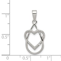 Sterling Silver Rhodium-plated Polished CZ Heart Pendant view 3