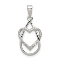 Sterling Silver Rhodium-plated Polished CZ Heart Pendant view 1