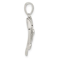 Sterling Silver Rhodium-plated Polished Open Heart 3-Stone CZ Pendant view 2