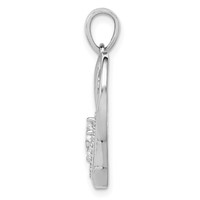 Sterling Silver Rhodium-plated 2-Stone CZ Heart Pendant view 2