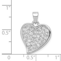 Sterling Silver Polished Rhodium Plating CZ Heart Pendant view 2