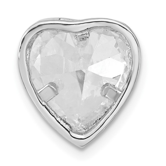 Sterling Silver Polished Large Heart Shaped CZ Chain Slide