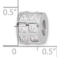 Sterling Silver Polished CZ Bead view 3