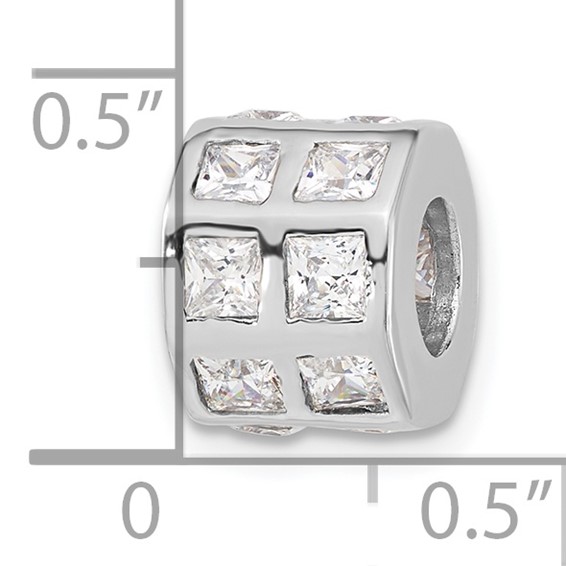 Sterling Silver Polished CZ Bead