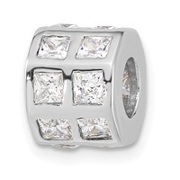 Sterling Silver Polished CZ Bead view 1