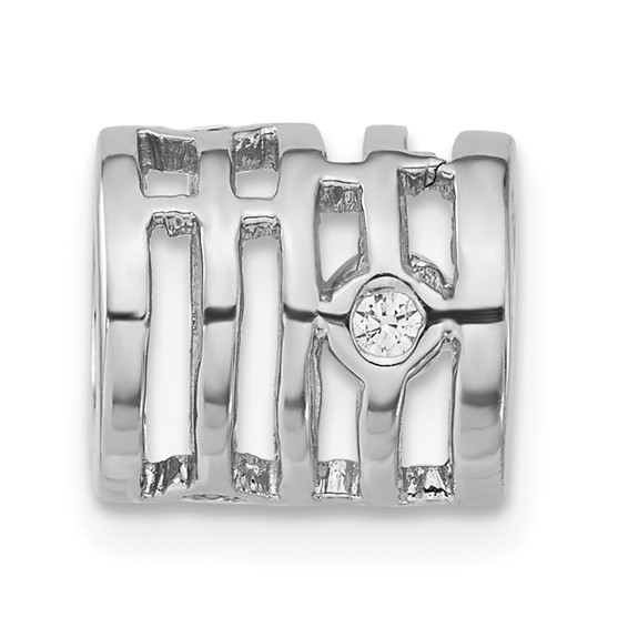 Sterling Silver Polished CZ Bead