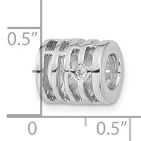 Sterling Silver Polished CZ Bead view 3