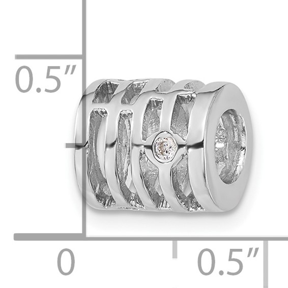 Sterling Silver Polished CZ Bead