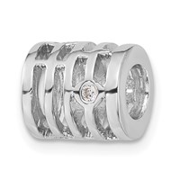 Sterling Silver Polished CZ Bead view 1
