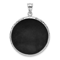 Sterling Silver Rhodium-plated Filigree Diamond Cut Onyx Circle Dangle Pendant view 4