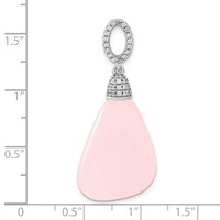 Sterling Silver Polished CZ & Pink Glass Dangle Pendant view 3