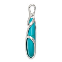 Sterling Silver Polished Lab Created Turquoise Teardrop Pendant view 2
