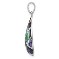 Sterling Silver Rhodium-plated Polished Teardrop Abalone Pendant view 2
