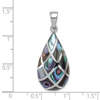 Sterling Silver Rhodium-plated Polished Teardrop Abalone Pendant view 3