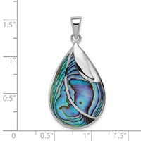 Sterling Silver Rhodium-plated Polished Abalone Teardrop Pendant view 3