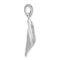 True Fire Sterling Silver Polished & Satin White & Blue CZ Pendant view 2