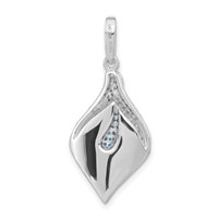 True Fire Sterling Silver Polished & Satin White & Blue CZ Pendant view 4