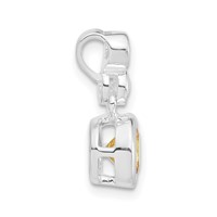 Sterling Silver Polished Yellow & Clear CZ Circles Chain Slide Pendant view 2