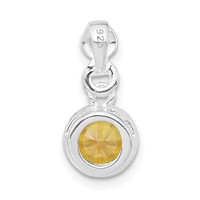 Sterling Silver Polished Yellow & Clear CZ Circles Chain Slide Pendant view 4