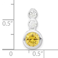 Sterling Silver Polished Yellow & Clear CZ Circles Chain Slide Pendant view 3