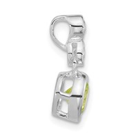 Sterling Silver Polished Green & Clear CZ Circles Chain Slide Pendant view 2
