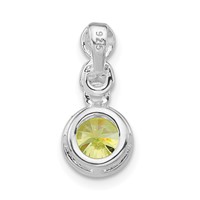Sterling Silver Polished Green & Clear CZ Circles Chain Slide Pendant view 4