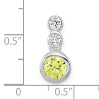 Sterling Silver Polished Green & Clear CZ Circles Chain Slide Pendant view 3