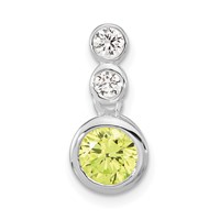 Sterling Silver Polished Green & Clear CZ Circles Chain Slide Pendant view 1