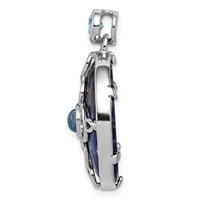 Sterling Silver Rhodium-plated Round Sodalite and Blue Topaz Pendant view 2