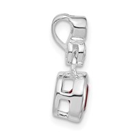 Sterling Silver Polished Red & Clear CZ Circles Chain Slide Pendant view 2