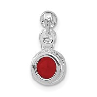 Sterling Silver Polished Red & Clear CZ Circles Chain Slide Pendant view 4