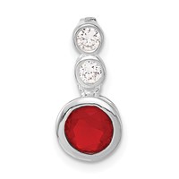 Sterling Silver Polished Red & Clear CZ Circles Chain Slide Pendant view 1