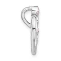 Sterling Silver Polished Pink CZ Heart Chain Slide Pendant view 2