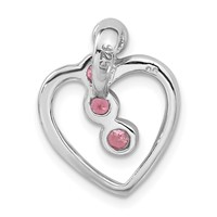Sterling Silver Polished Pink CZ Heart Chain Slide Pendant view 4