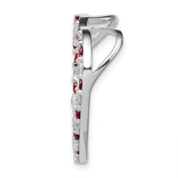 Sterling Silver Rhodium-plated Garnet & CZ Heart Pendant view 2