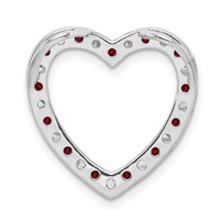 Sterling Silver Rhodium-plated Garnet & CZ Heart Pendant view 4