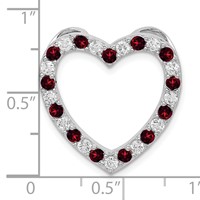 Sterling Silver Rhodium-plated Garnet & CZ Heart Pendant view 3