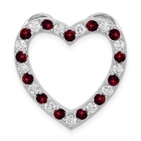 Sterling Silver Rhodium-plated Garnet & CZ Heart Pendant view 1