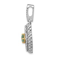 Sterling Silver Rhod. Pendant with 14K Gold Accent Qrtz & CZ Filigree Clover view 2