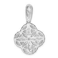 Sterling Silver Rhod. Pendant with 14K Gold Accent Qrtz & CZ Filigree Clover view 3