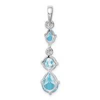 Sterling Silver Rhodium-plated Blue Topaz Pendant view 3