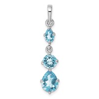 Sterling Silver Rhodium-plated Blue Topaz Pendant view 1