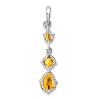 Sterling Silver Rhodium-plated Citrine Pendant view 4