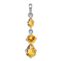 Sterling Silver Rhodium-plated Citrine Pendant view 1