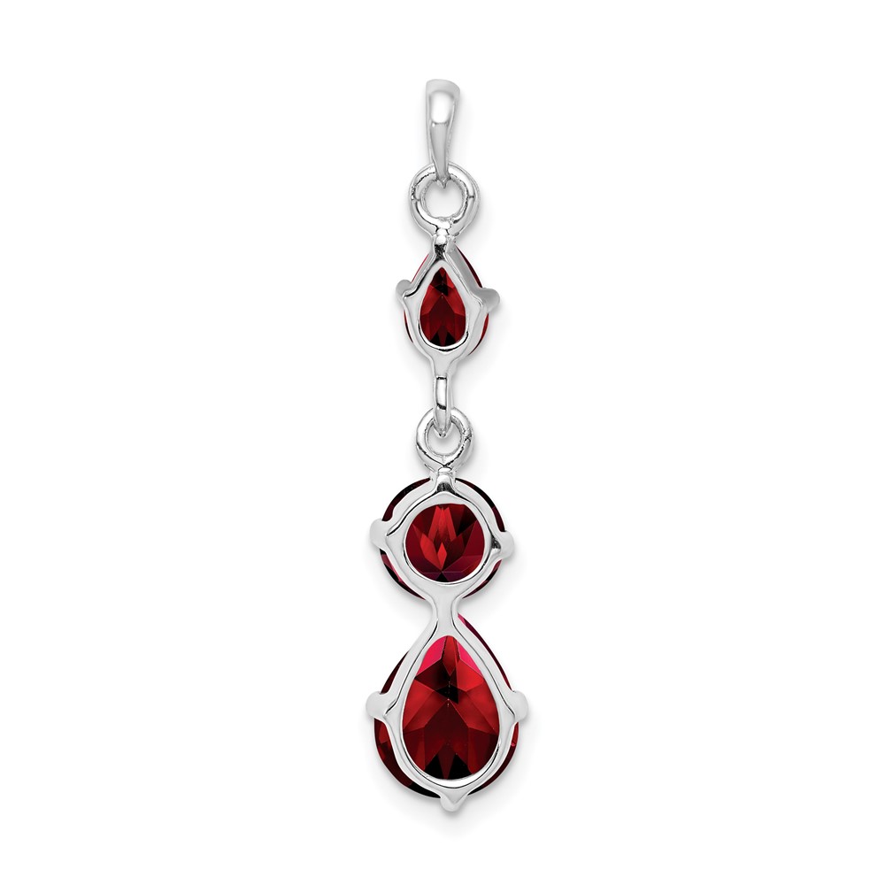 Sterling Silver Rhodium-plated Garnet Pendant (QP4542GA)